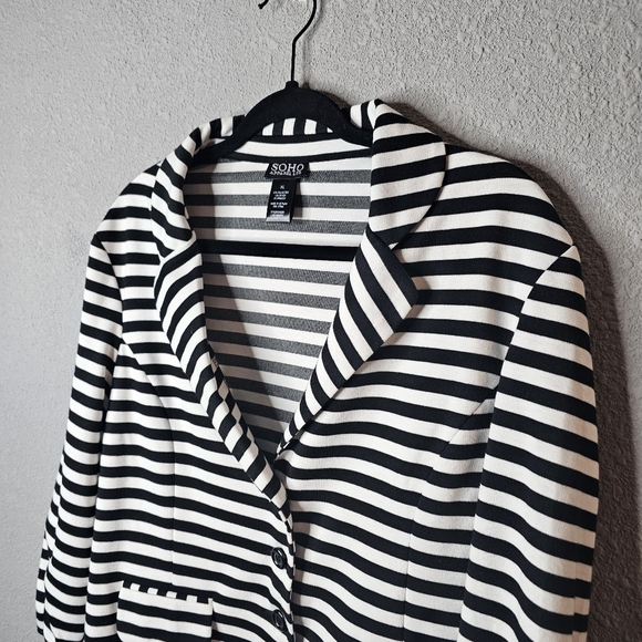 SOHO Apparel Jersey Knit Blazer Womens XL Striped 3/4 Sleeve Ladies Jacket - Picture 2 of 11